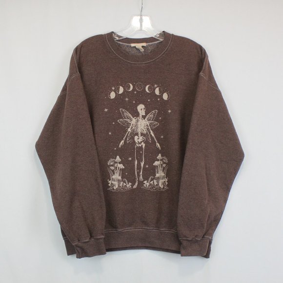 Full Tilt Large Long Sleeve Pullover Skeleton Fairy Graphic Sweater - Picture 6 of 9